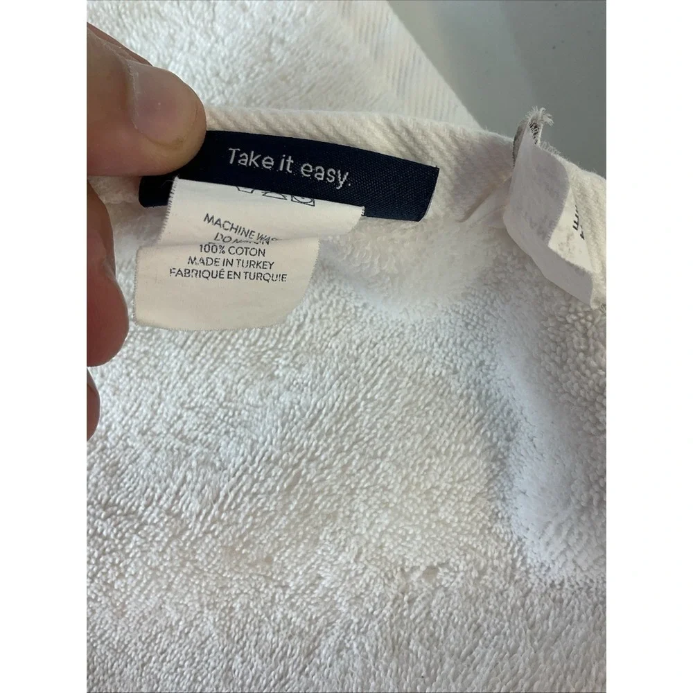 BrookLinen Take It‎ Easy Bath Towels Thick Cotton Set Two Sz 24x52 White Heavy